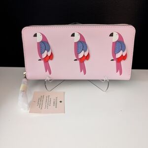Kate Spade Parrot Flock Party Large Continental Zip-Around Long Wallet